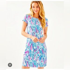 LILLY PULITZER Marlowe Sailboats T-Shirt Dress 
 s